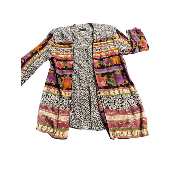 In Group ltd Vintage 80s abstract mixed floral skirt set w attached jacket sz 8 - Picture 9 of 16